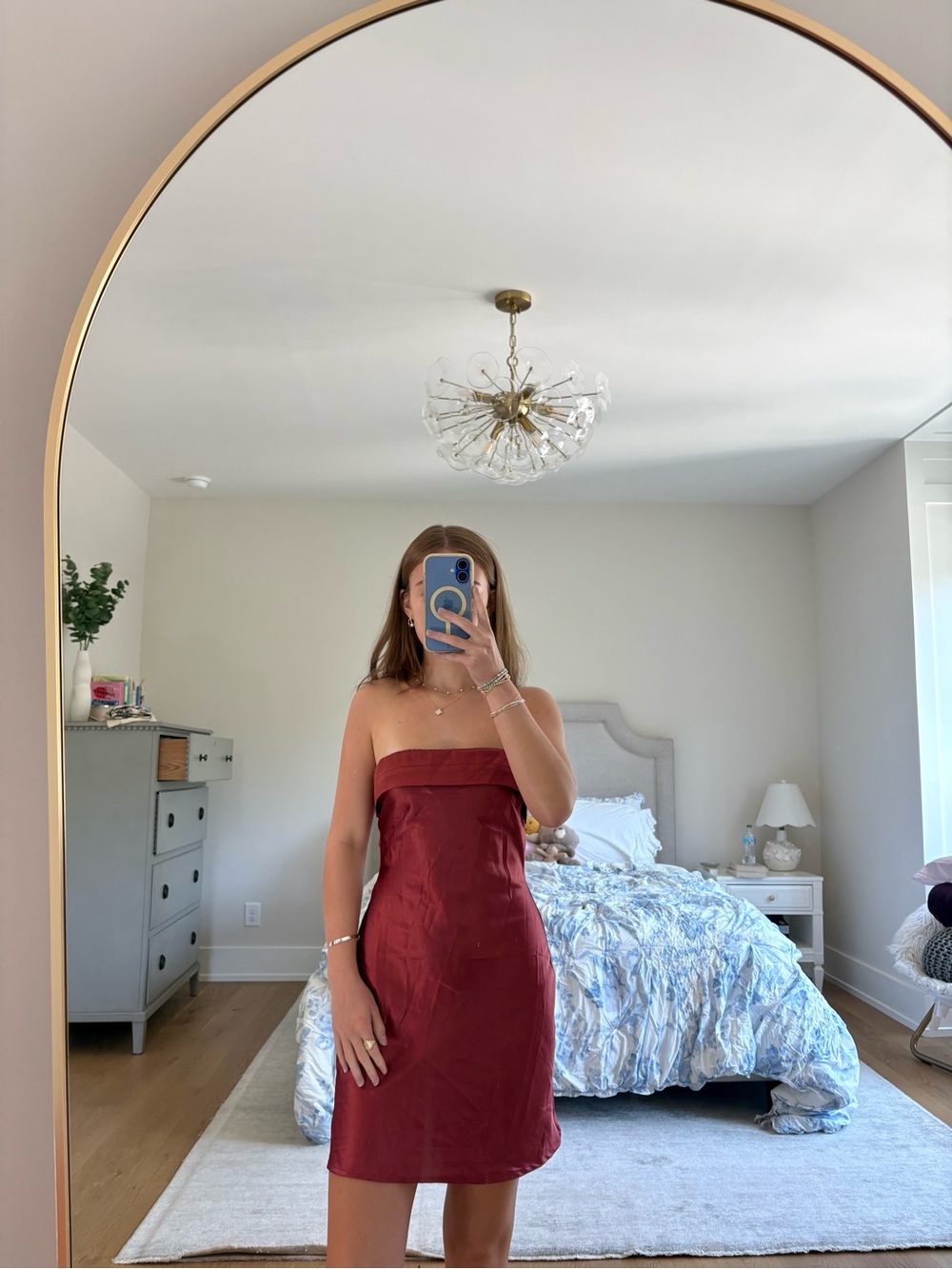 Altar'd State Strapless Wine Red Mini Dress